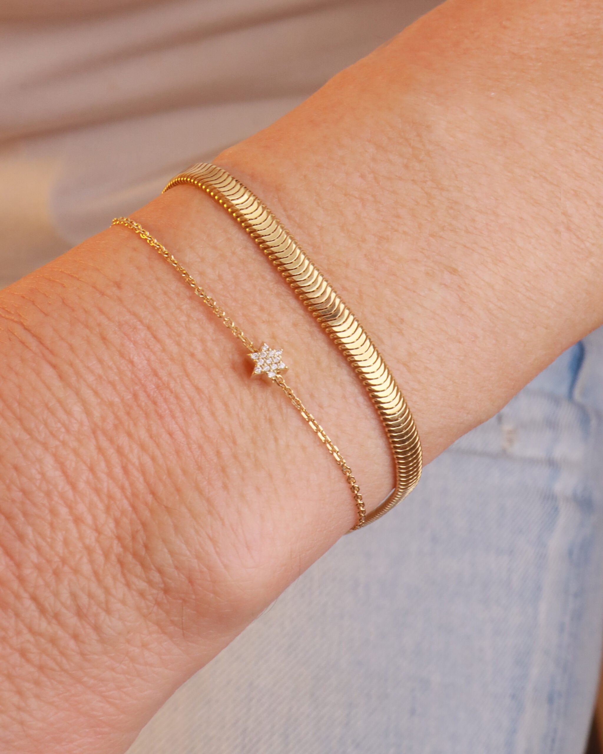 Double Sided Star Of David Bracelet in Black and White Diamonds