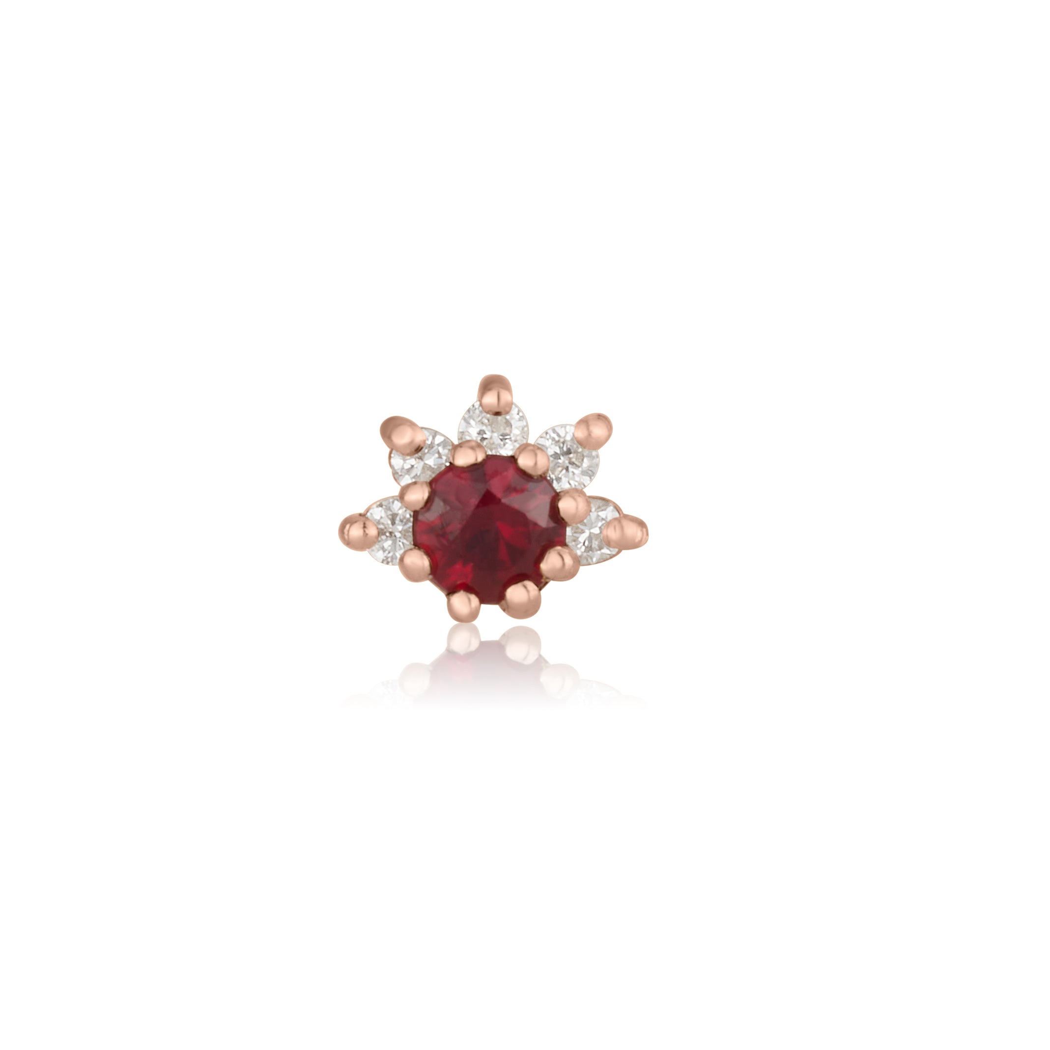 Sunrise stud in ruby