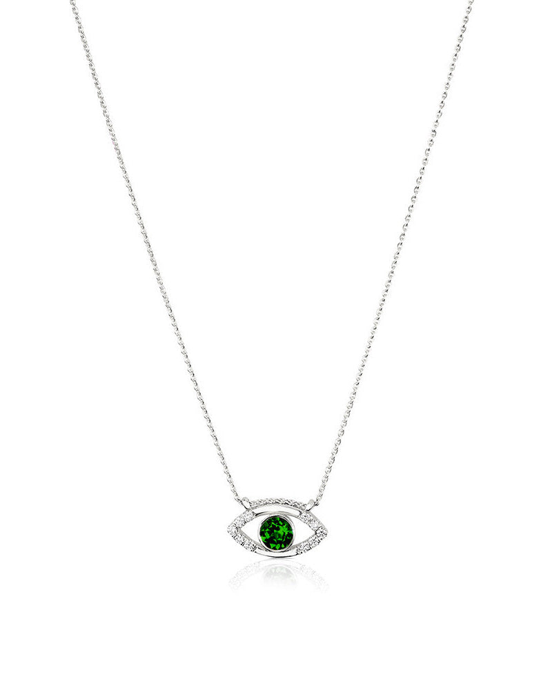 Tourmaline and diamond Evil eye necklace