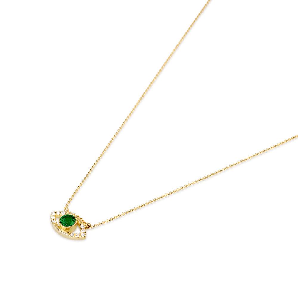 Tourmaline and diamond Evil eye necklace