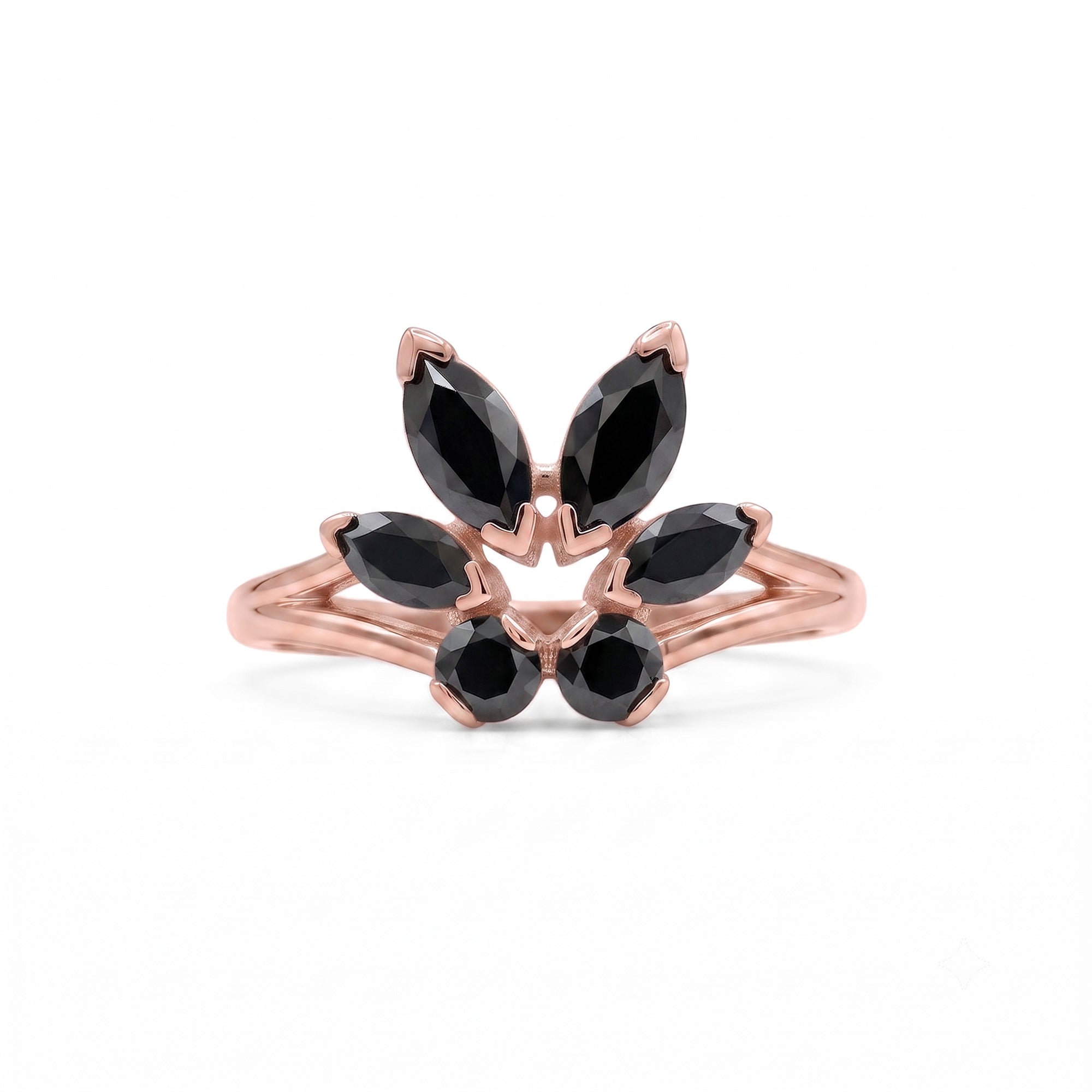 Tulip Ring in Black Diamonds