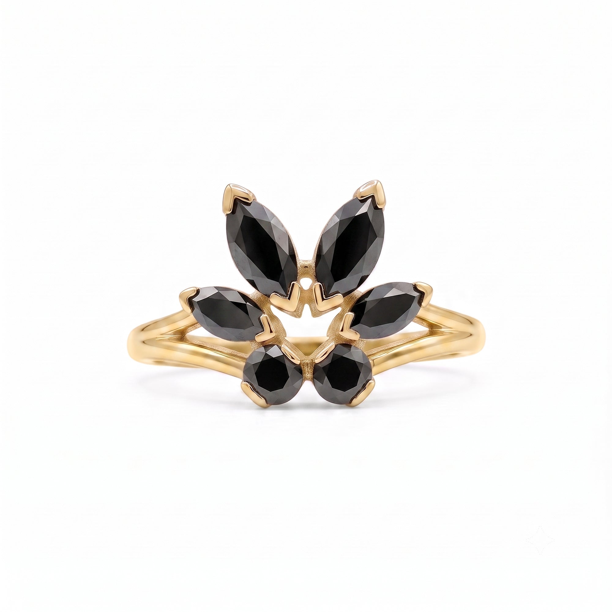 Tulip Ring in Black Diamonds