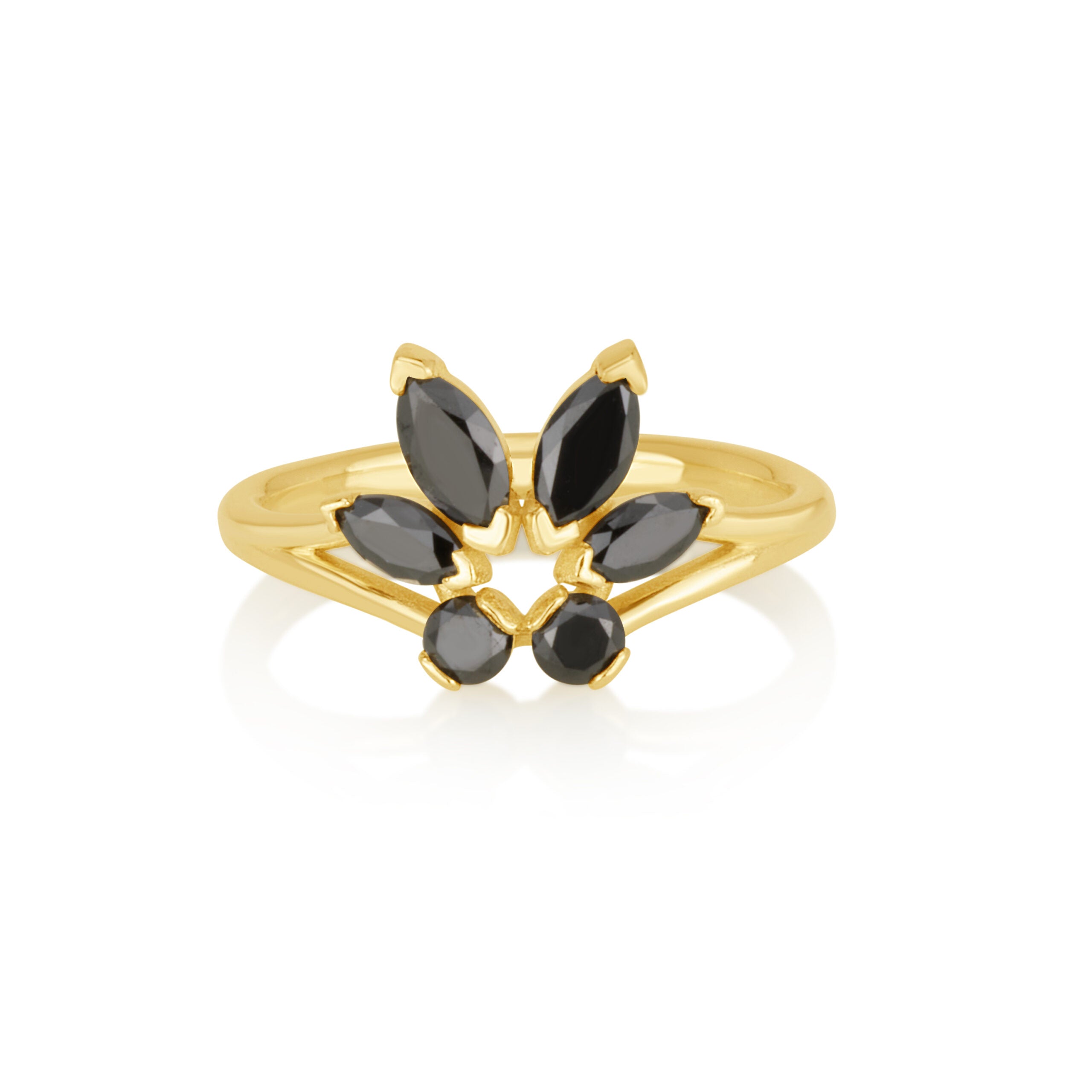 Tulip Ring in Black Diamonds