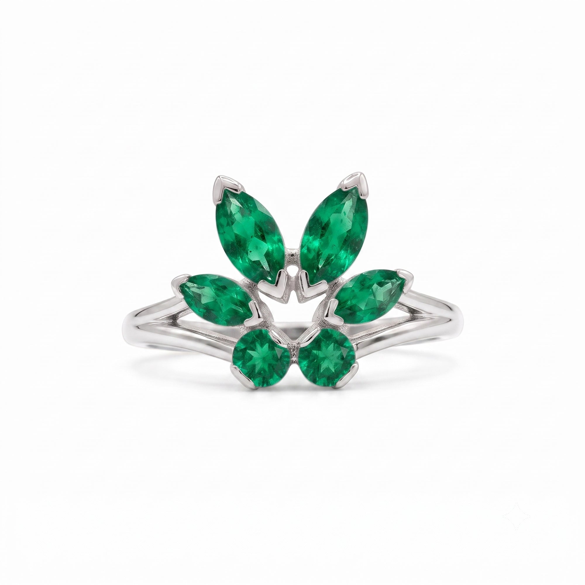 Tulip Ring in Emeralds
