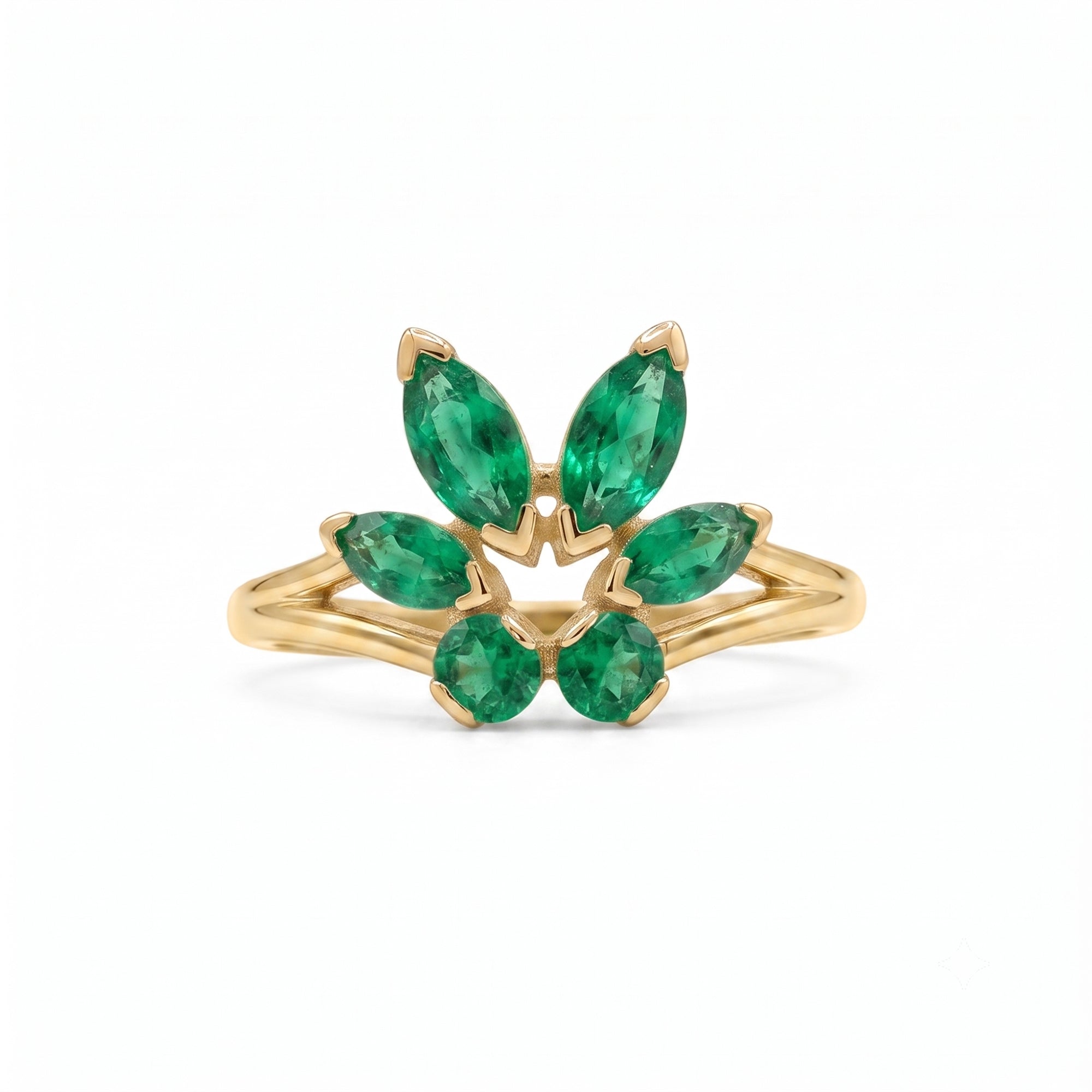 Tulip Ring in Emeralds