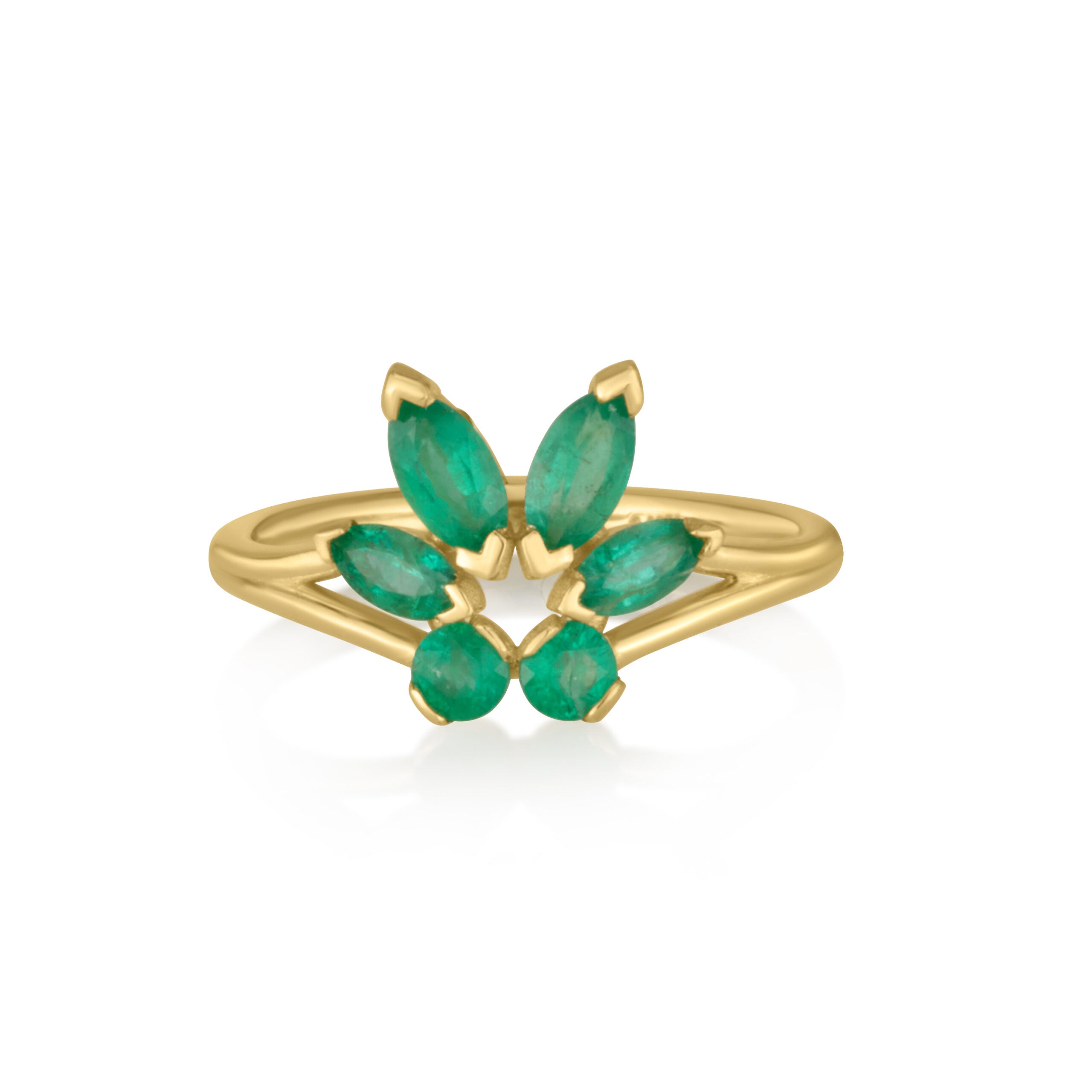 Tulip Ring in Emeralds