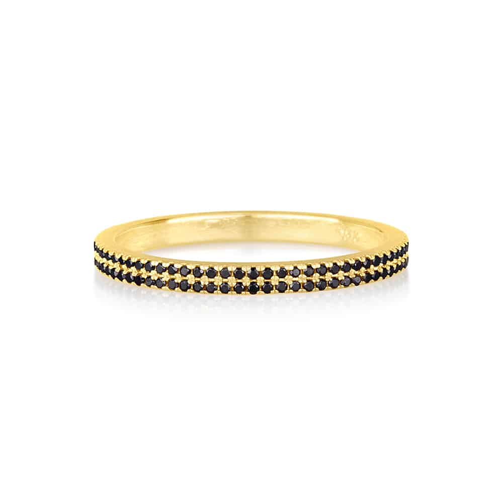 Two-row black diamond ring