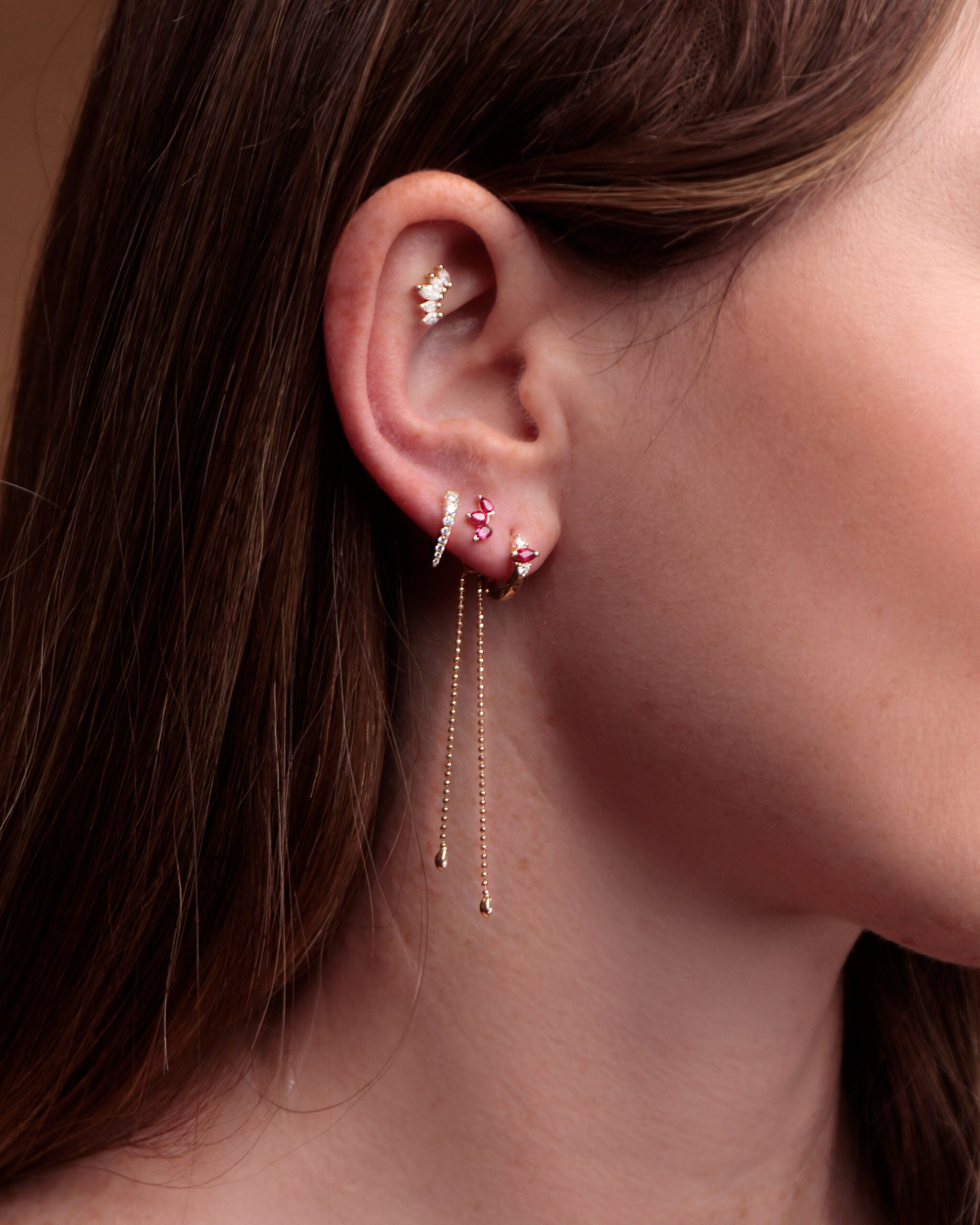 Three Drops stud in Ruby