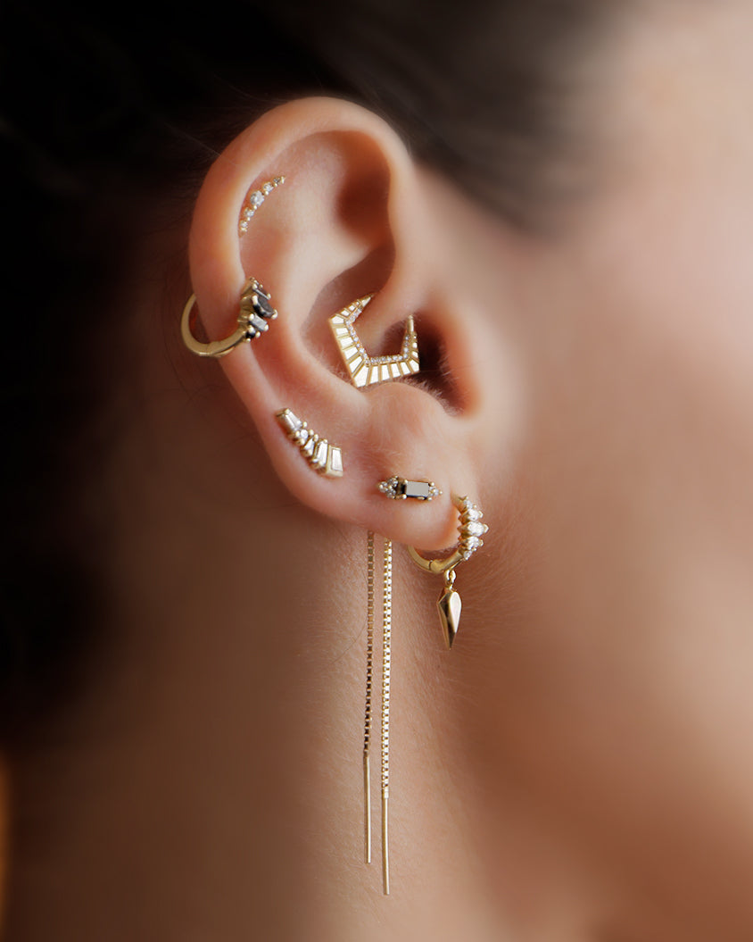 Two-hole Black Diamond Earring With Chains