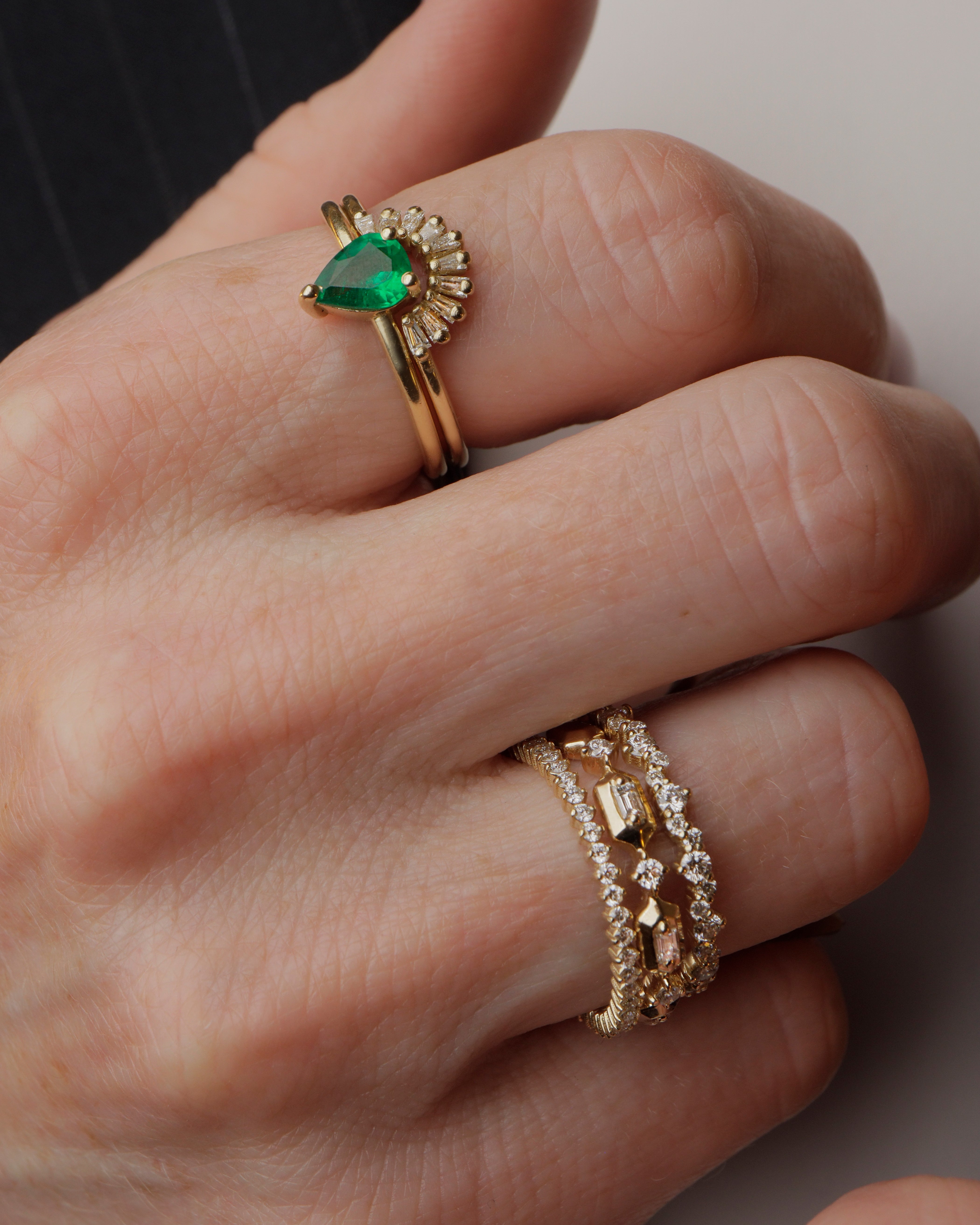 Emerald drop ring
