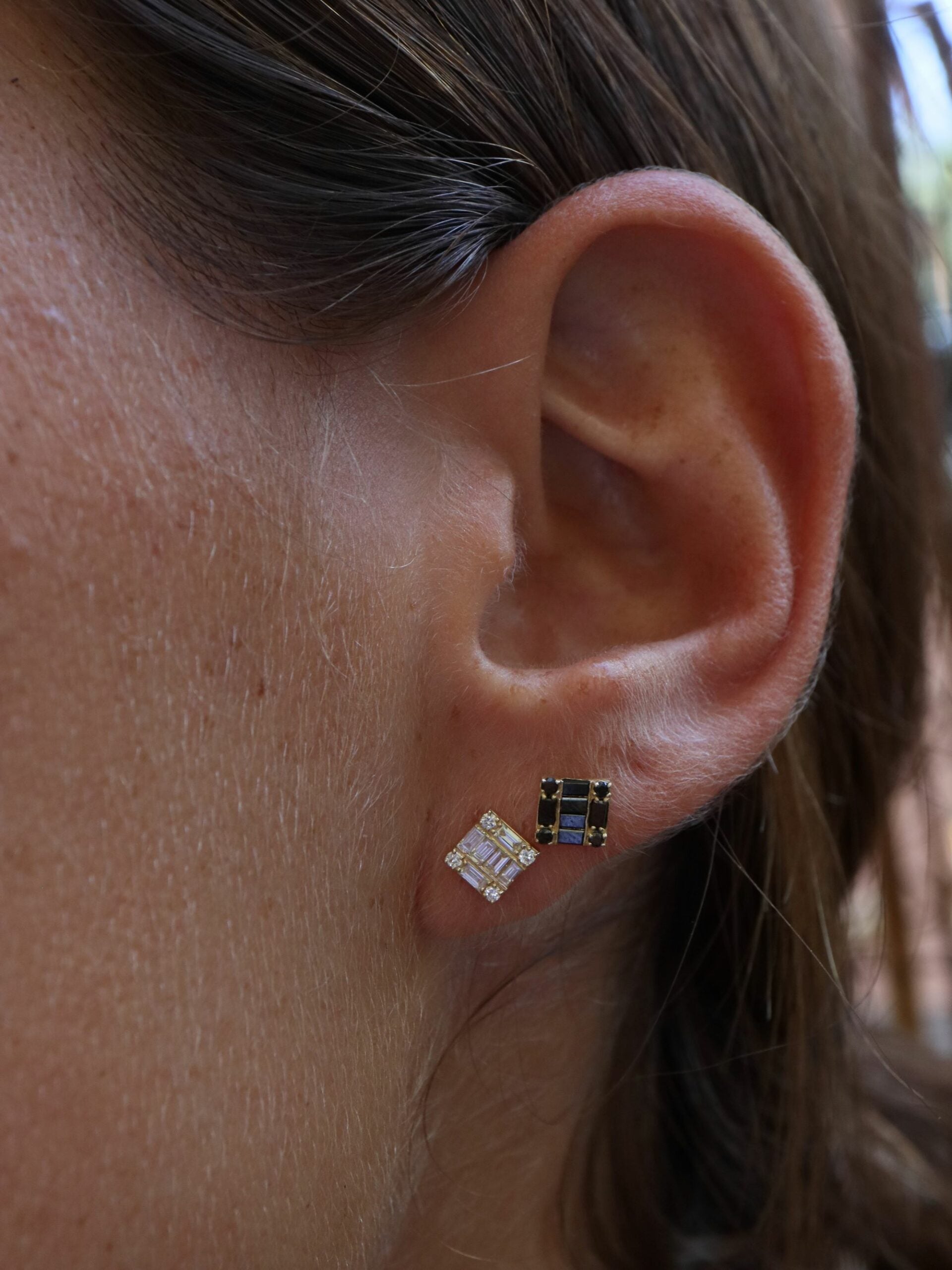 Perfect Square Baguette Diamond Stud