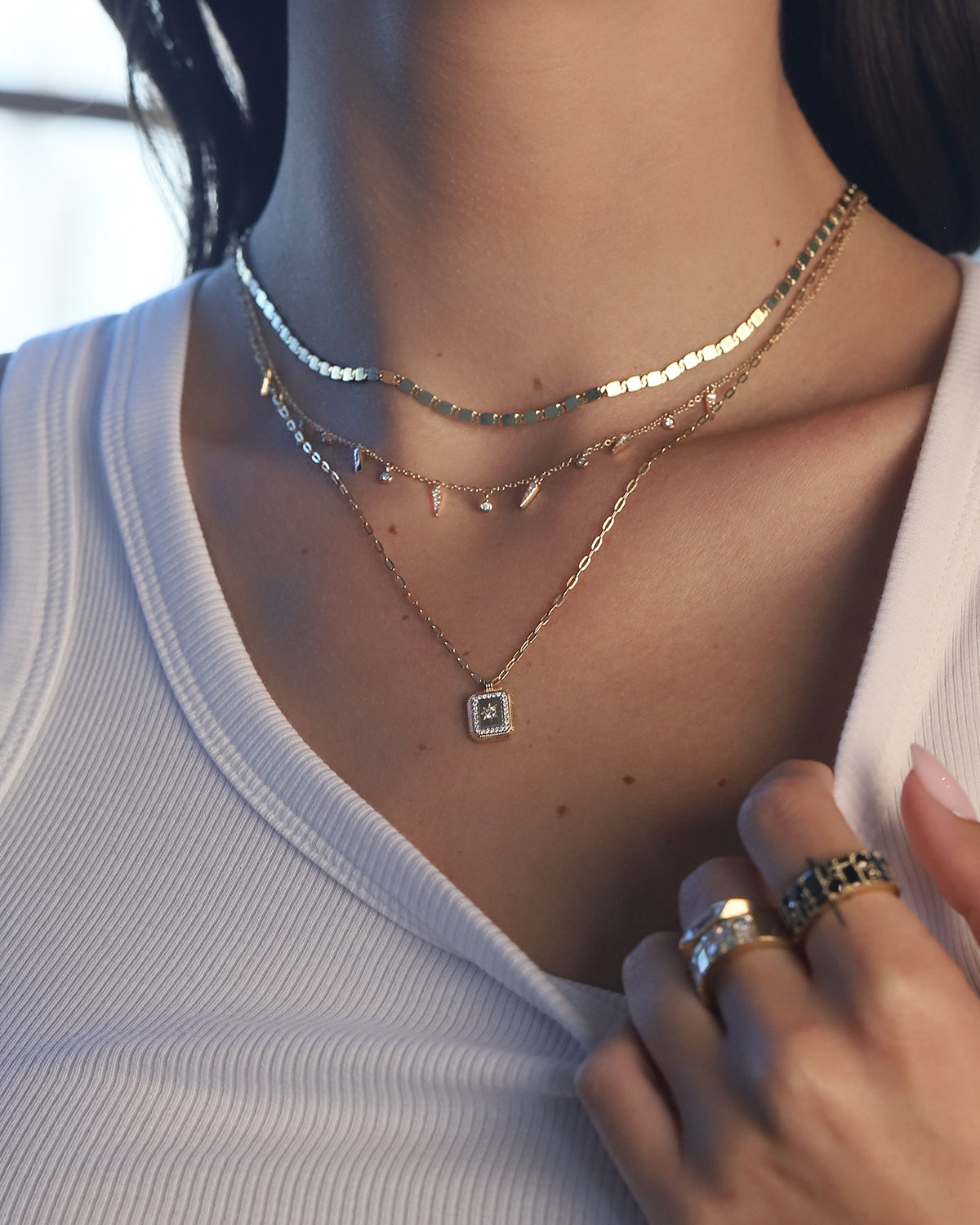 Lucca Necklace in White Diamonds