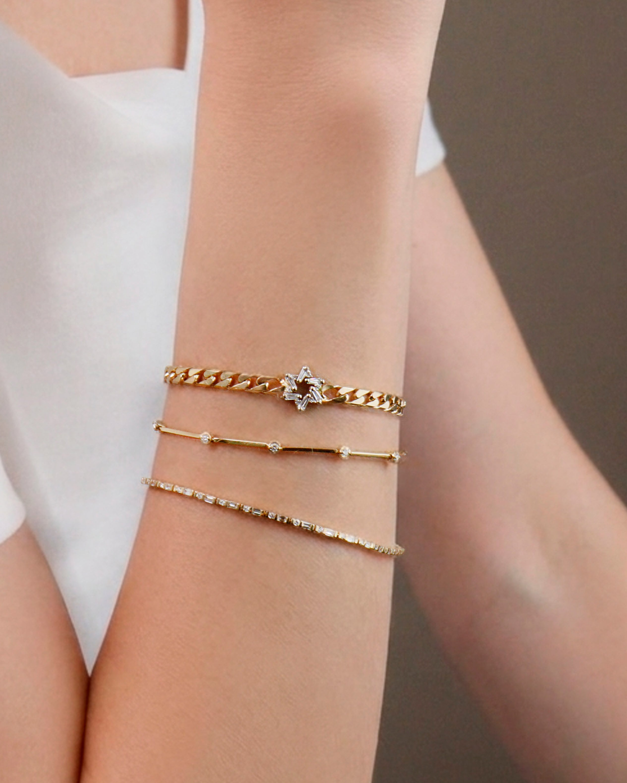 Diamond Taper Star of David Bracelet