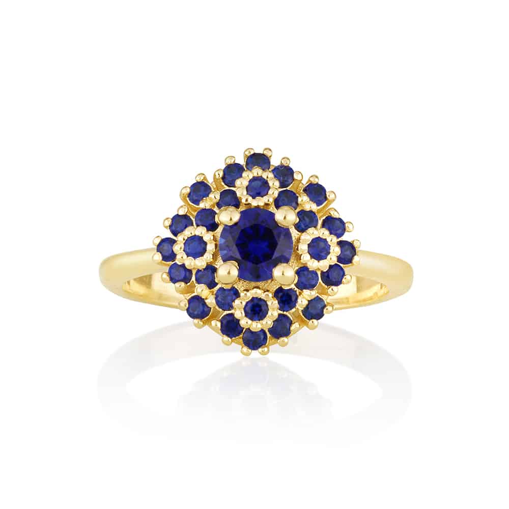 Maggie flower ring with sapphires YELLOW color