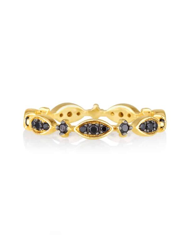 Victorian ring in black diamonds YELLOW color