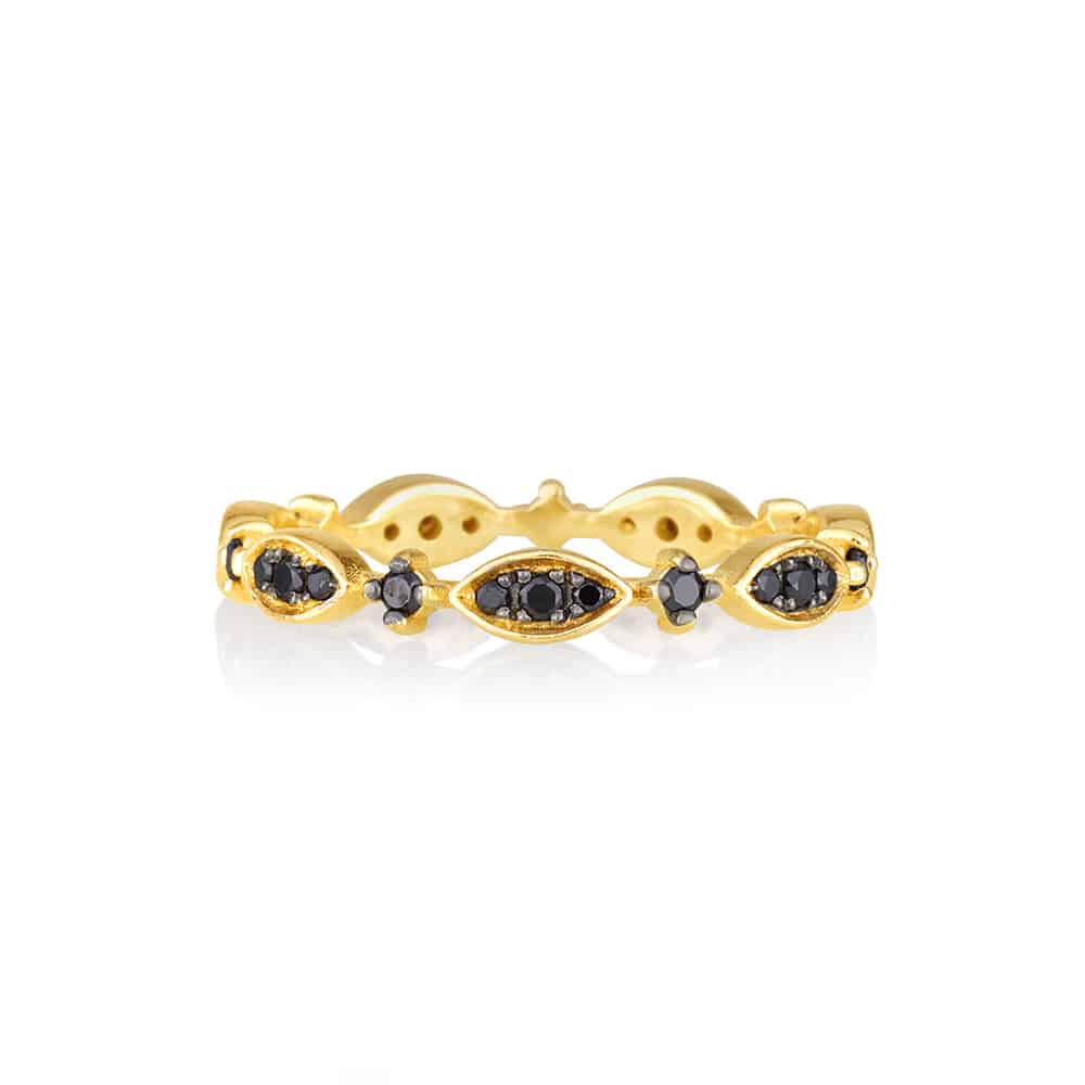 Victorian ring in black diamonds YELLOW color