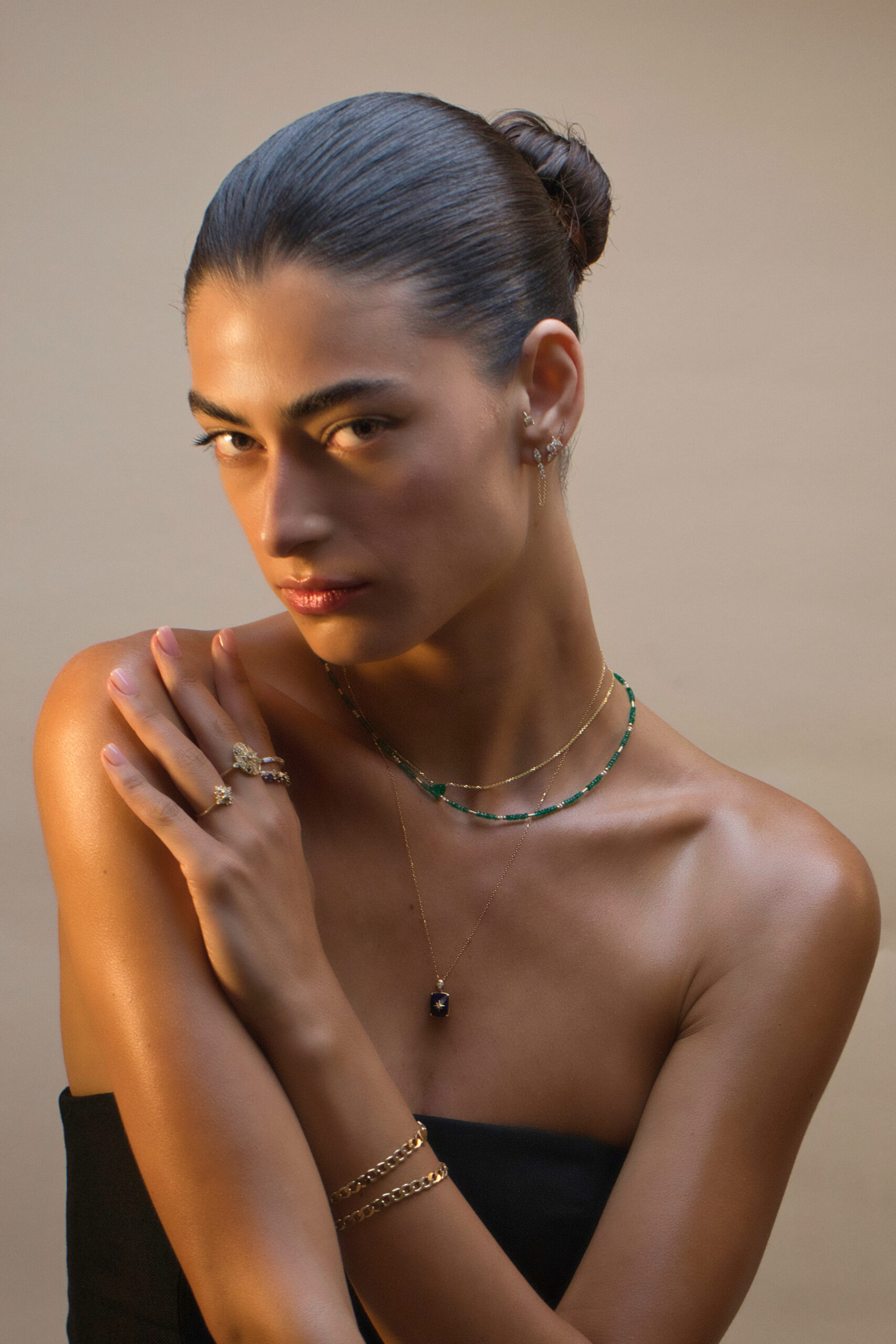Abigail: Black and gold women's hoop earrings with black twisting disc –  Studio L Jewelry