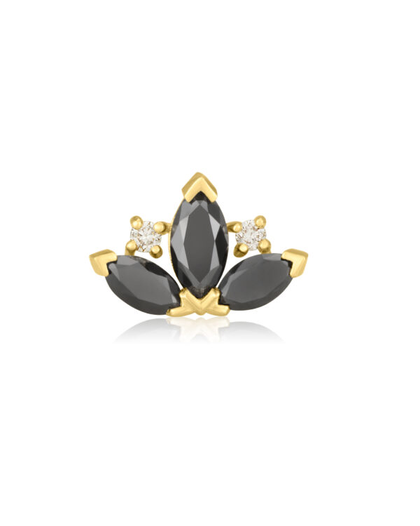 Lotus Degrade Stud in Black and White Diamonds