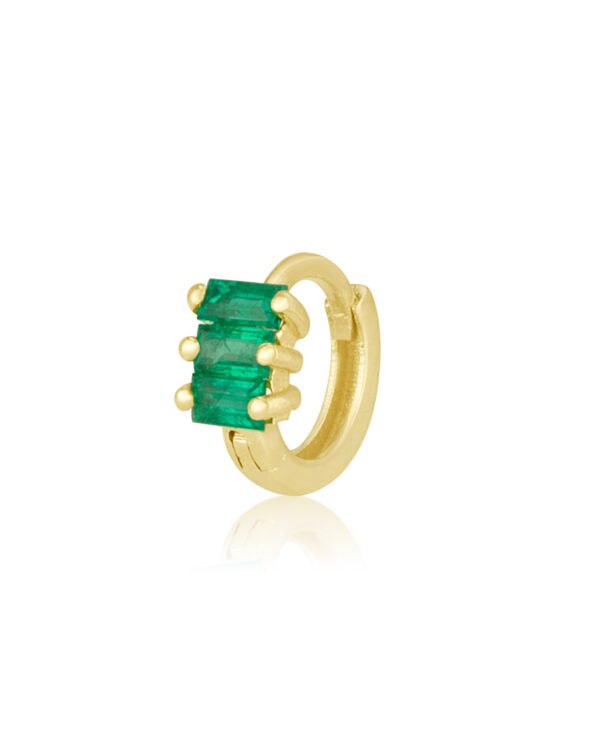Three Baguette Huggie in Emeralds