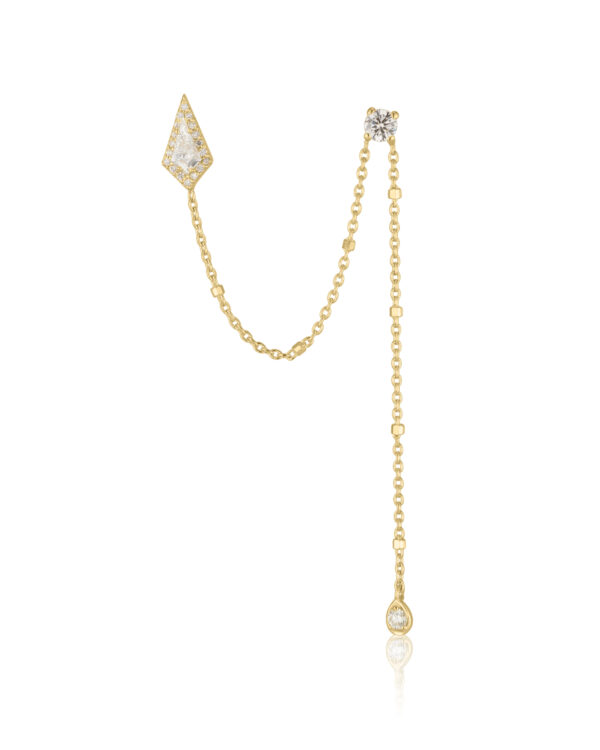 Two Hole Alfa Earring in White diamonds