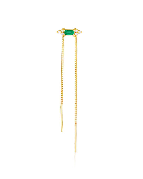Two-hole Emerald Earring With Chains